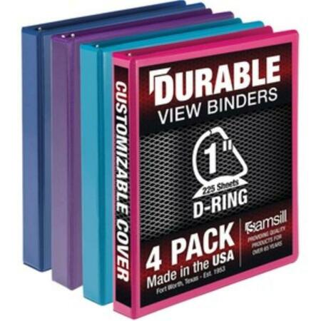 DAVENPORT & CO 1 in. Durable View D-Ring Binder, Fashion Assorted Color, 4PK DA3750469